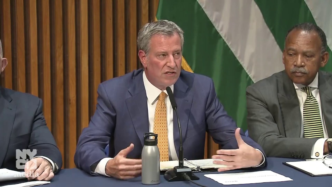 Mayor de Blasio Hosts Press Conference Regarding Crime Statistics