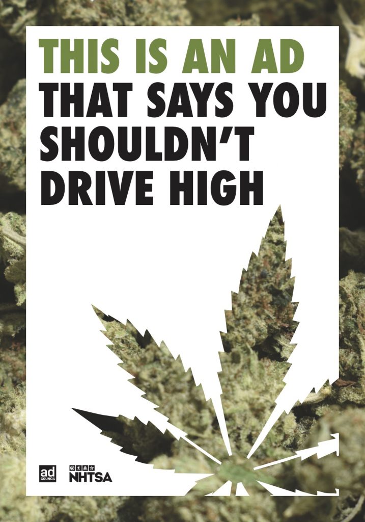 "This is an ad that says you shouldn't drive high" poster