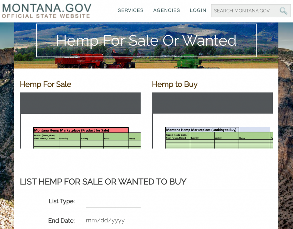 Montana online Hemp Marketplace screenshot