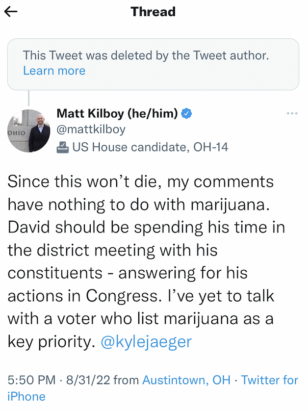 Democratic Congressional Candidate Deletes Marijuana Tweets Criticizing Pro-Legalization GOP Incumbent, But Questions His Motives In Interview