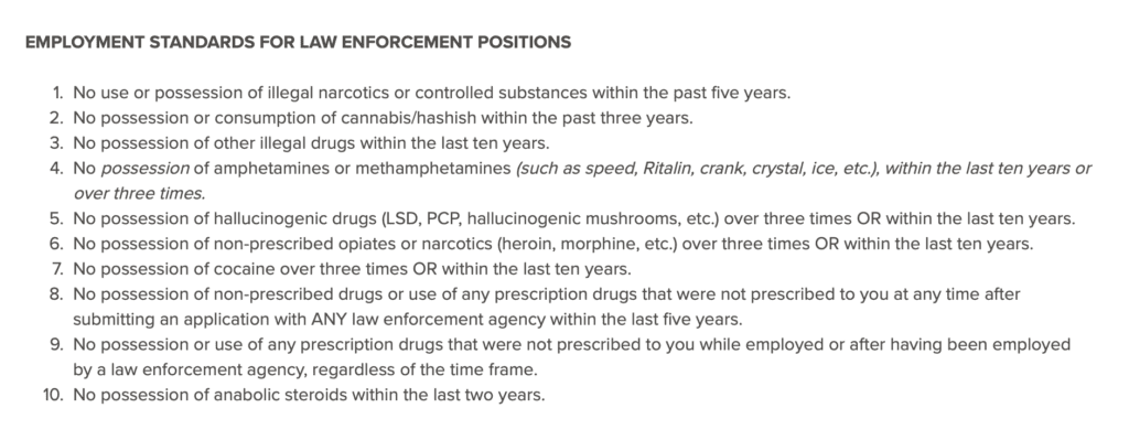 Employment Standards for Law Enforcement Positions