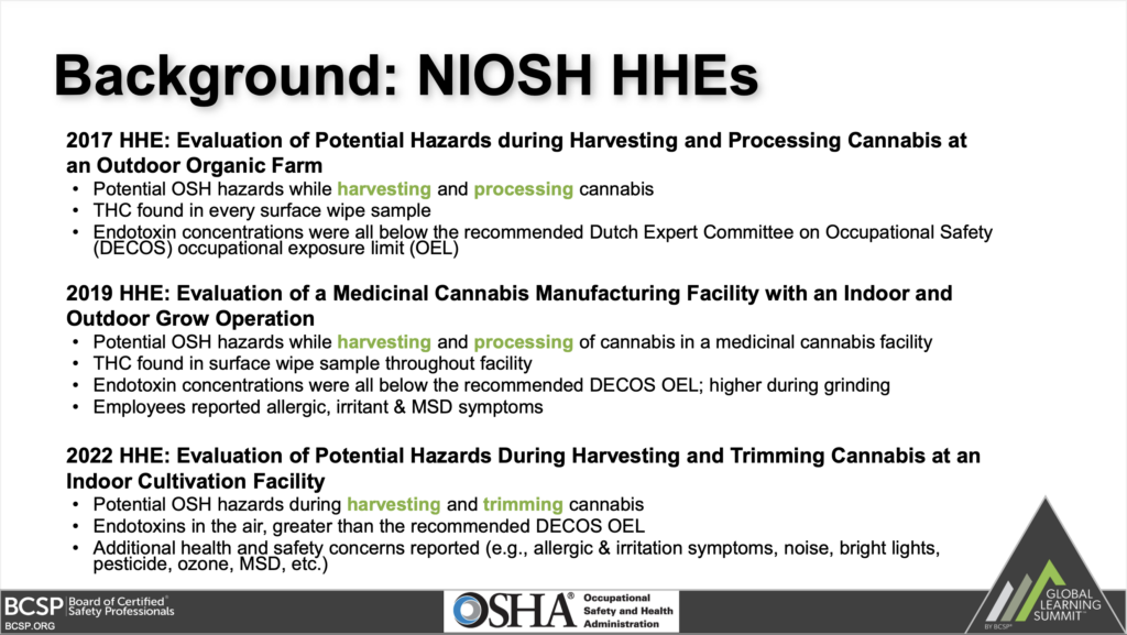 Slide: NIOSH HHEs - OSHA cannabis webinar